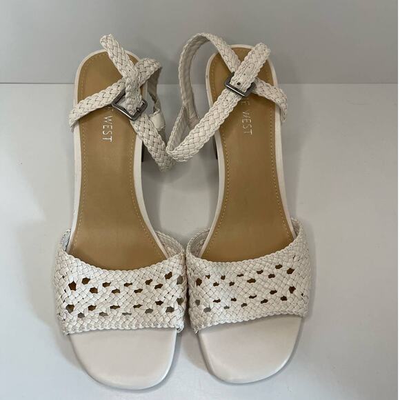 NWOT Nine West Tinsley Woven Block Heel Sandals Size 10 - Picture 1 of 6